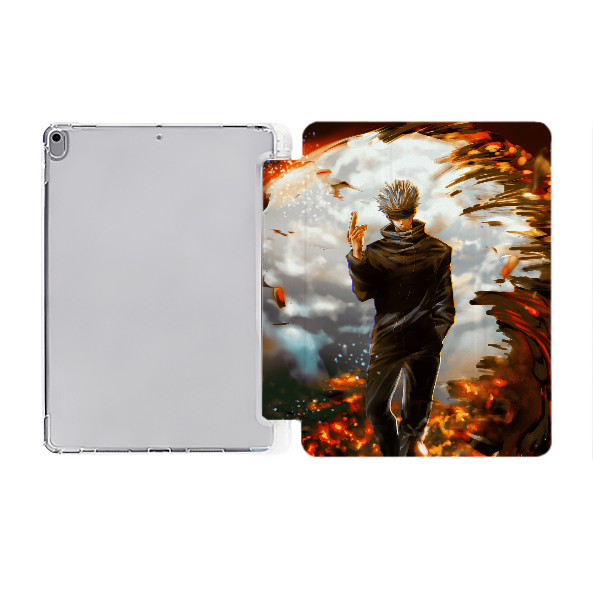（画像用） 呪術廻戦 Jujutsu Kaisen IPad ケース ペン収納付き 三つ折りスタンド PUレザー×シリコン 対応機種9.5/10.5/10.9インチ